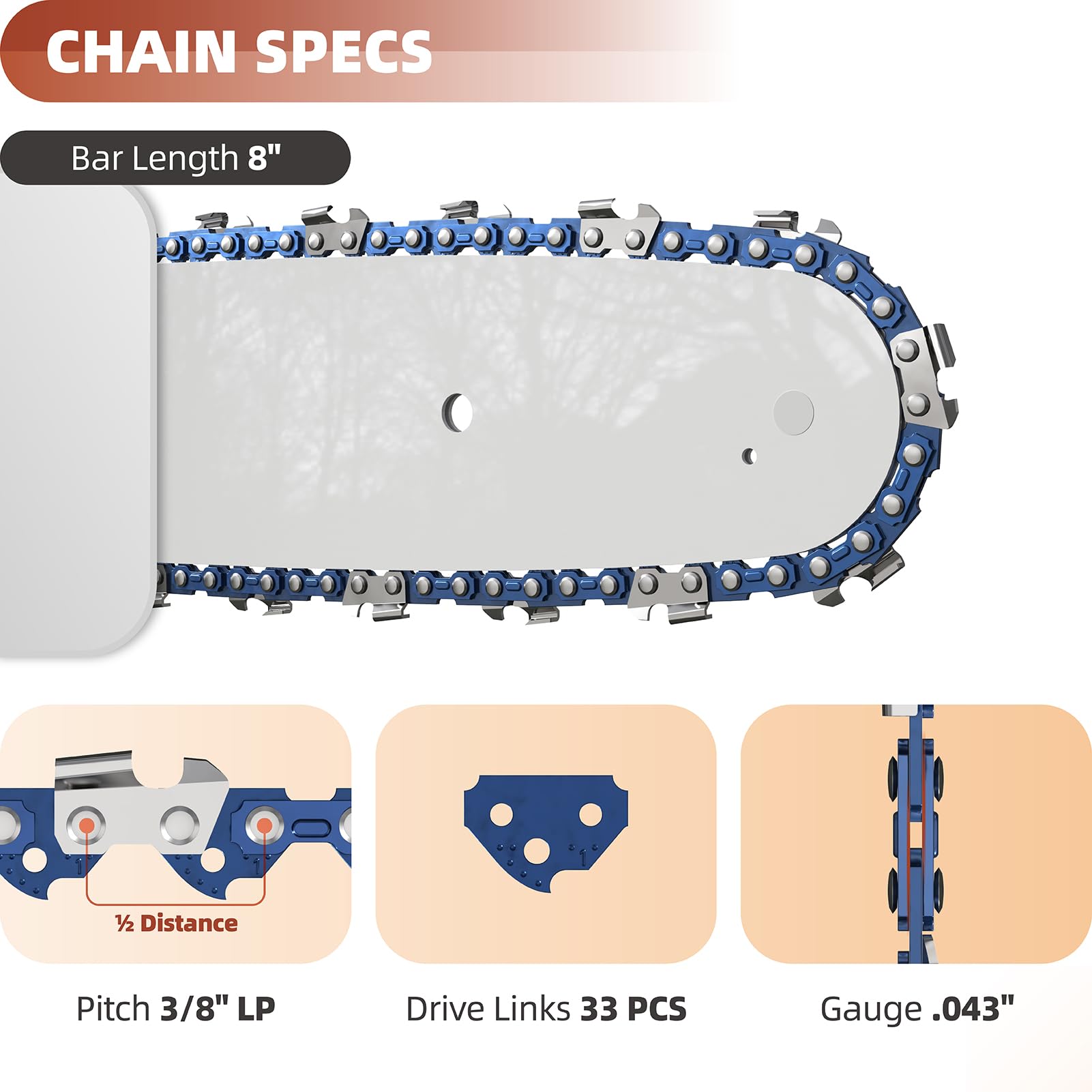 Amazon.com: Ximoon 8 Inch Chainsaw Chain 3/8